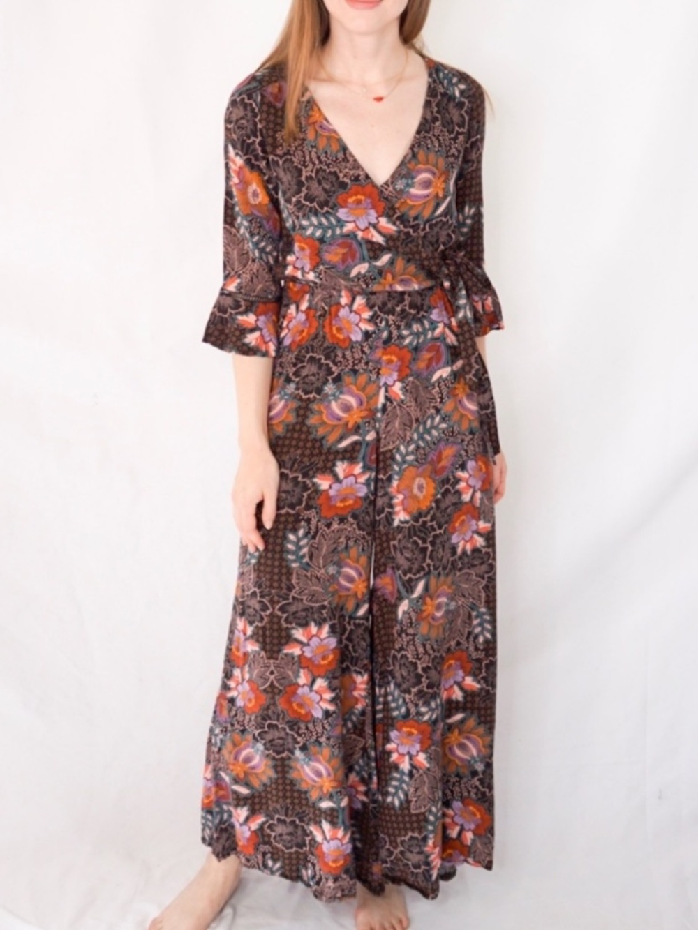 Jaase Wrap Floral Wide Leg Jumpsuit